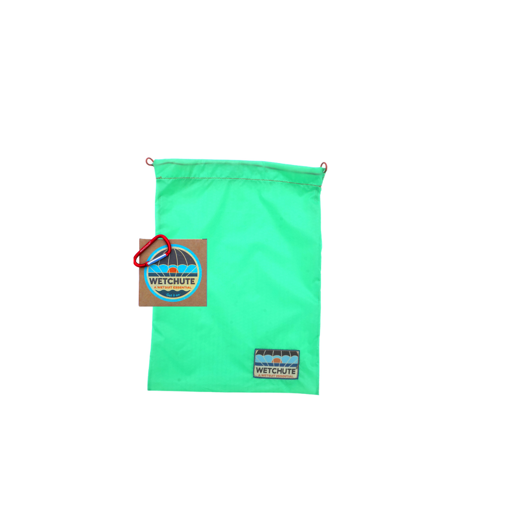 WetChute Classic size is perfect for kids ages 7 and up. This WetChute is made from recycled parachutes and is a bright lime green..