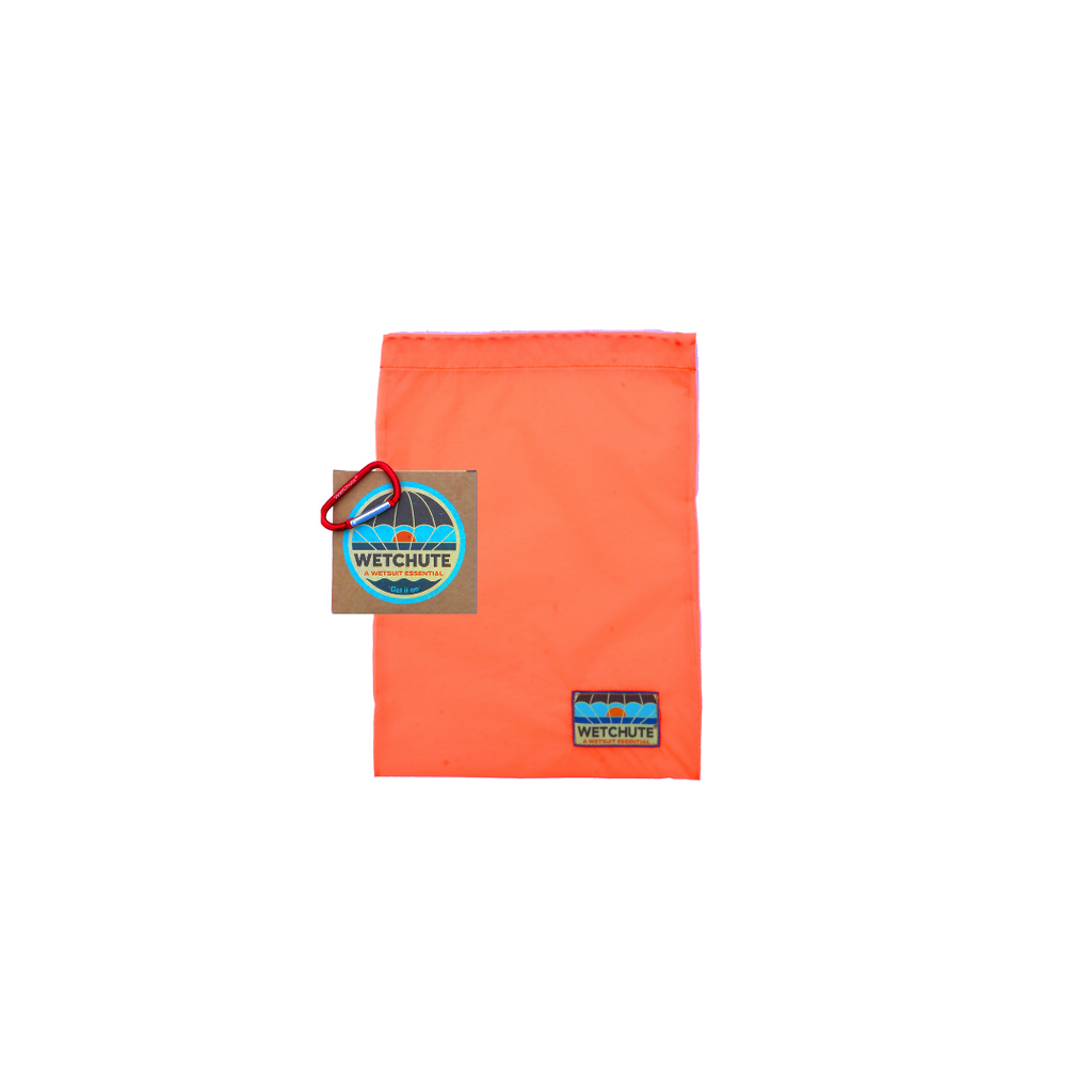 WetChute Classic size is perfect for kids ages 7 and up. This WetChute is made from recycled parachutes and is a bright orange.