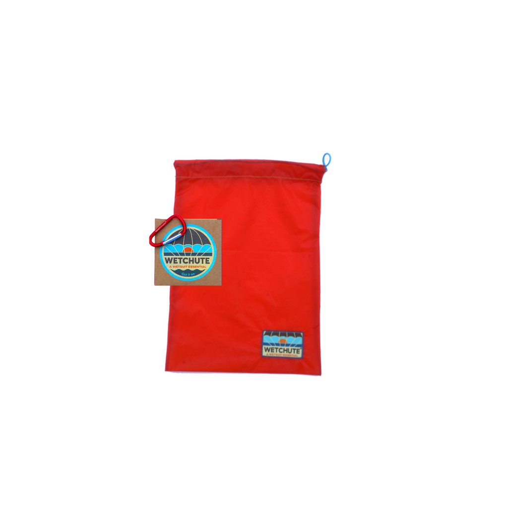 WetChute Classic size is perfect for kids ages 7 and up. This WetChute is made from recycled parachutes and is a bright red..