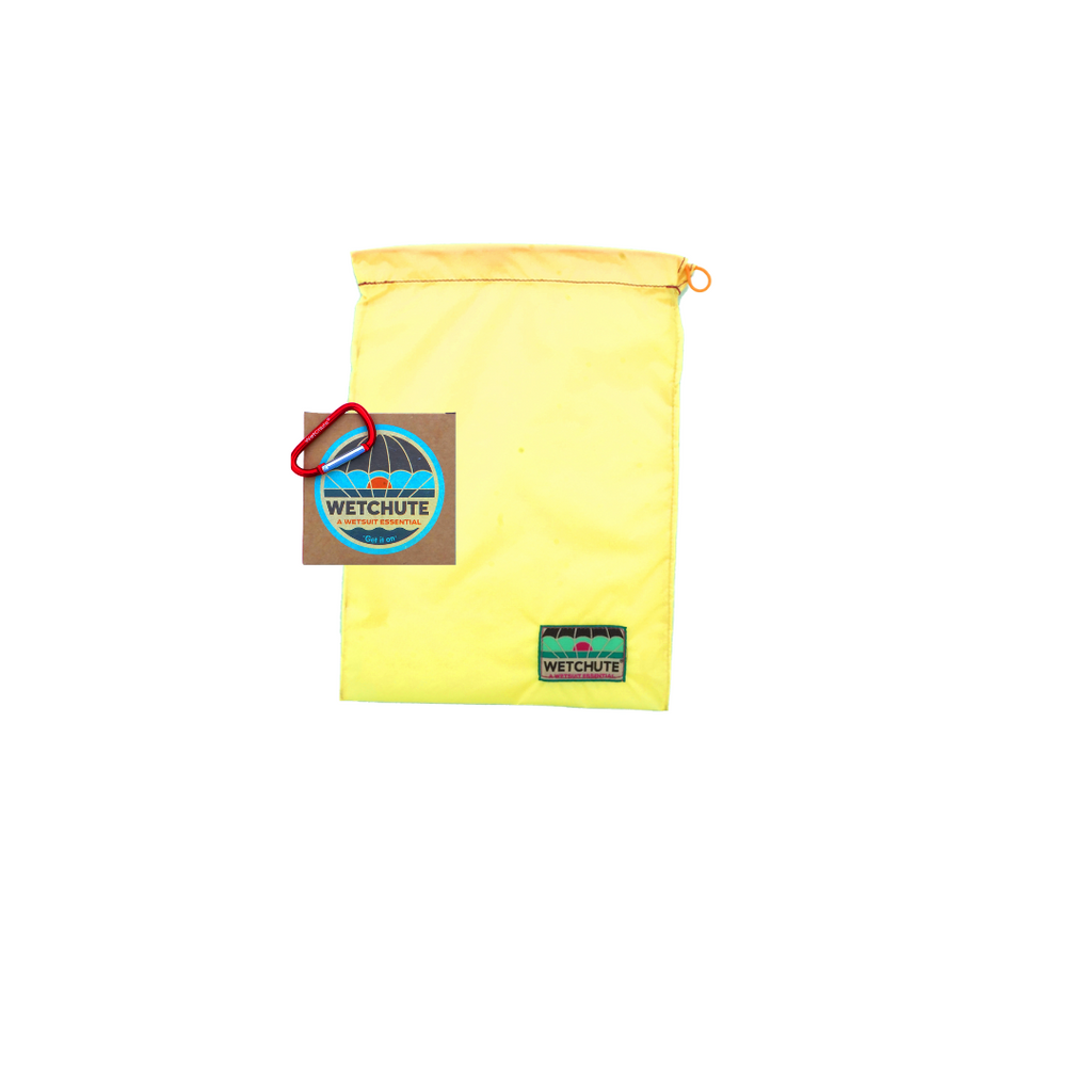 WetChute Classic size is perfect for kids ages 7 and up. This WetChute is made from recycled parachutes and is a bright yellow..